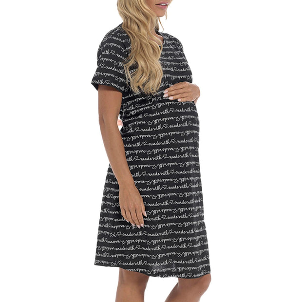 A2Z Ladies Maternity Nightie Made With Heart Short Sleeves Pregnancy Nightie Sleepwear Gown Womens Comfortable Maternity Nightdresses for Stylish Blissful Pregnancy Nights