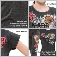Girls Top Kids Short sleeves Made You Look Print Crop Top & Legging Set 5-13 Yrs