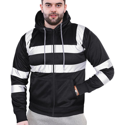 A2Z High Visibility Safety Zip Up Hoodie Workwear For Men's Small to 4XL