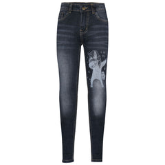 Kids Girls Jeans Designer Unicorn Dab Denim Stretchy Pants Fit Trousers 5-14 Yr