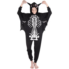 Kids Boys Girls Skeleton Halloween Bat Cosplay Costume