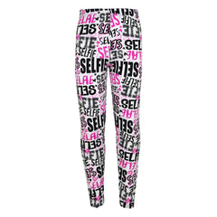 Kids Girls #Selfie T Shirt Top & Fashion Selfie Graffiti Legging Set 7-13 Years