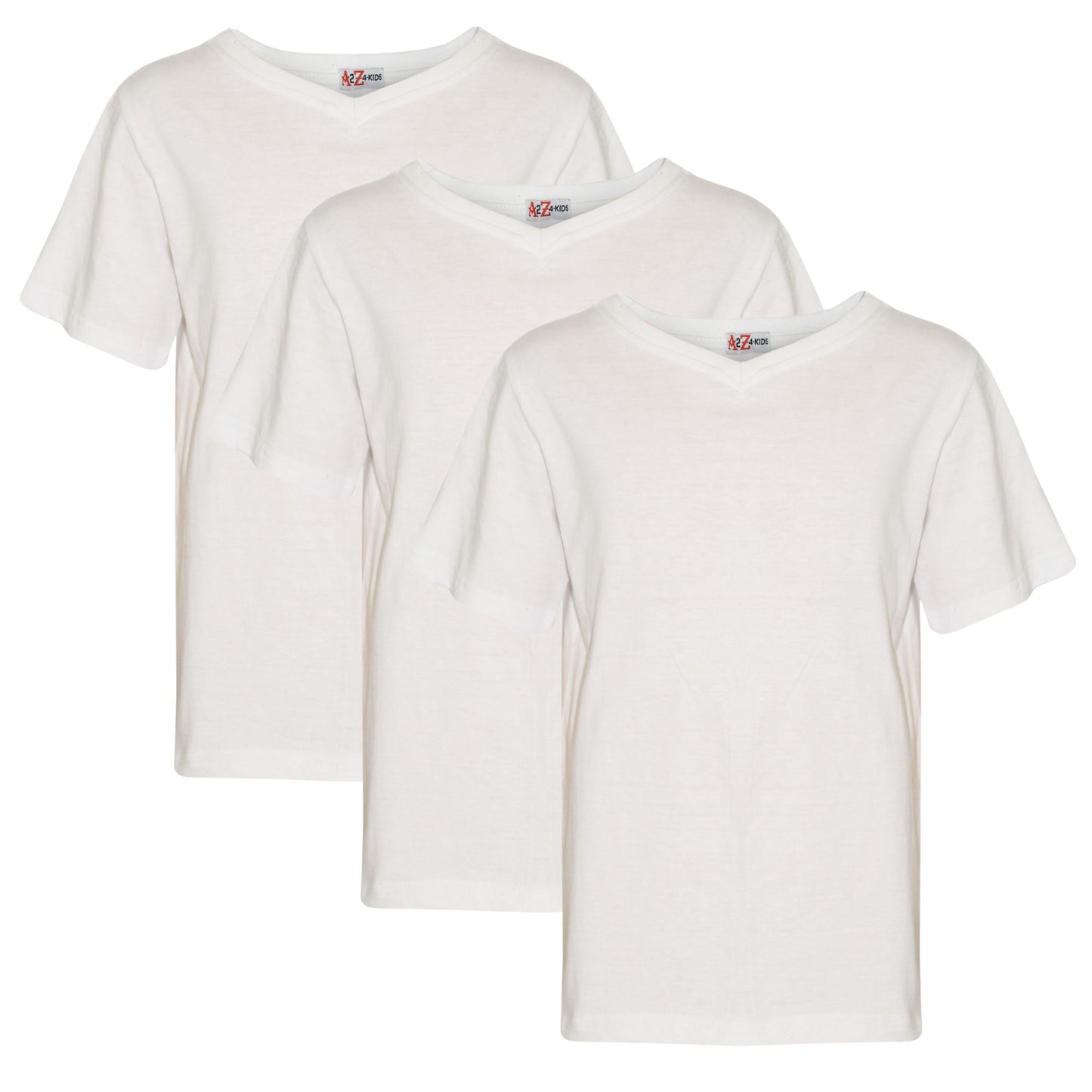 Girls Boys Basic 3 Pack Cotton T-Shirt Short Sleeve V Style Crew Neck Kids Top
