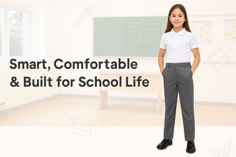 Kids Girls 2 Pack Teens School Uniform Pant Teflon Coated Permanent Crease Pants