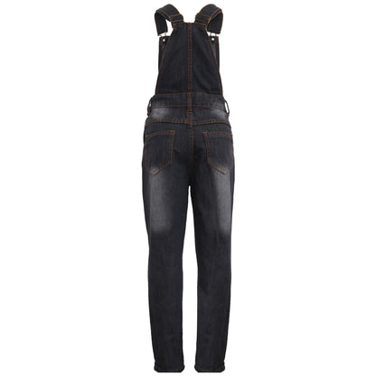 Kids Girls Denim Dungaree Knee Ripped Jeans Overall All In One Jumpsuit