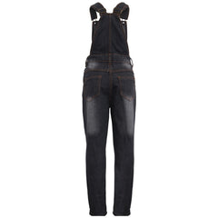Kids Girls Denim Dungaree Knee Ripped Jeans Overall All In One Jumpsuit