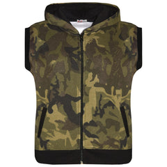 Kids Hooded Gilet Jacket Fleece Fabric No Sleeve Zipper Coat Boys Age 5-13 Year