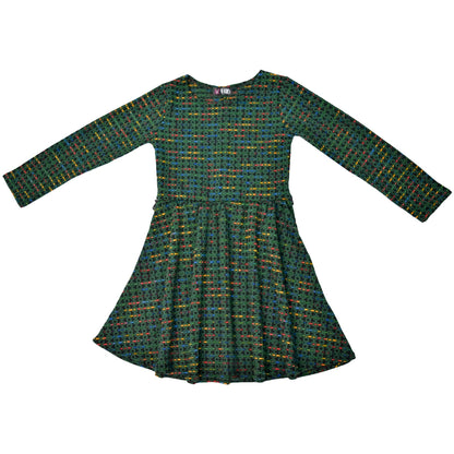 Kids Girls Skater Dress Long Sleeve Tweed Texture Flared Party Summer Dresses