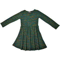Kids Girls Skater Dress Long Sleeve Tweed Texture Flared Party Summer Dresses