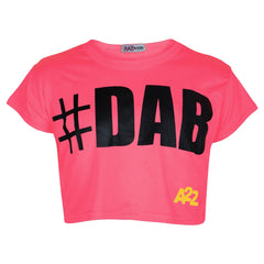 Kids Girls Crop Top #DAB Stylish Floss Fashion Trendy T Shirt Tops Tees 5-13 Yr