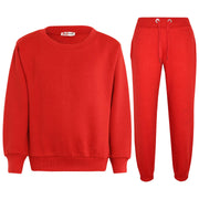 Kids Plain Tracksuit Sweatshirt Set Jumper and Bottoms PE School Girls Boys 2-13