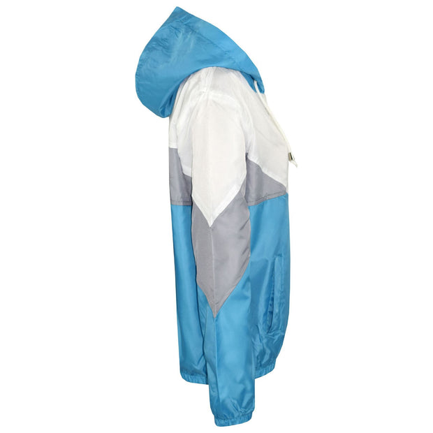 A2Z 4 Kids Windbreaker Turquoise Waterproof Raincoat Jackets Contrast Panels Shower Resistant Lightweight Hooded Coat Girls Boys Age 5-13 Years