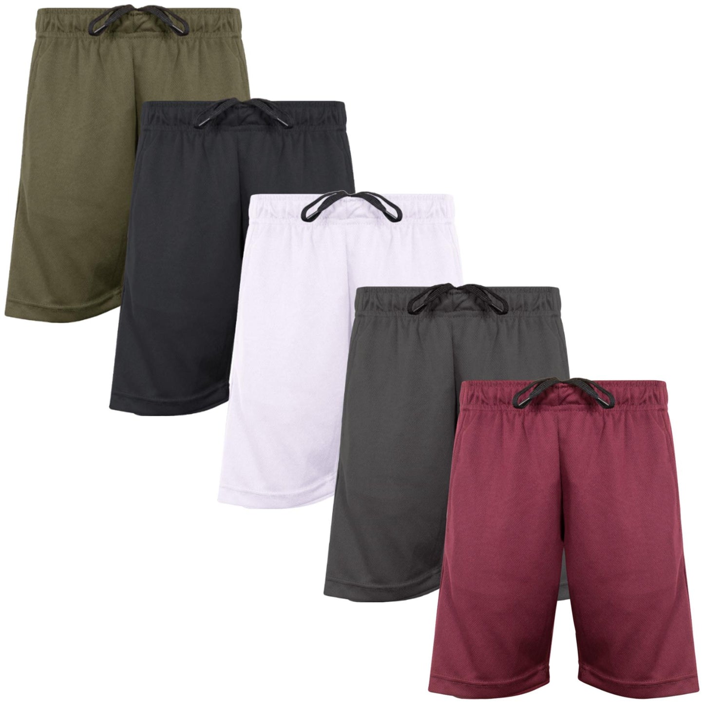 Kids Boys 5 Pack Lightweight Mesh Athletic Football Boxing Cycling Sports Shorts