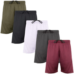 Kids Boys 5 Pack Lightweight Mesh Athletic Football Boxing Cycling Sports Shorts