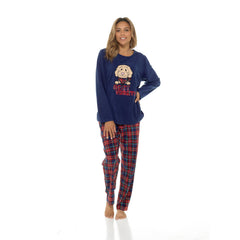 Ladies Fleece Pyjama Set Cosy Dog & Bear Warm Winter Loungewear Sizes 8-22