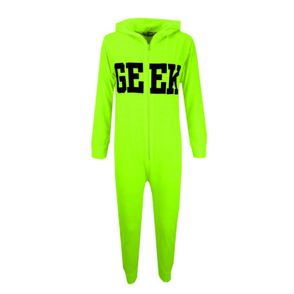 A2Z 4 Kids Girls Boys GEEK Hooded Onesie Children Hooded Ribbed Cuffs Pyjamas