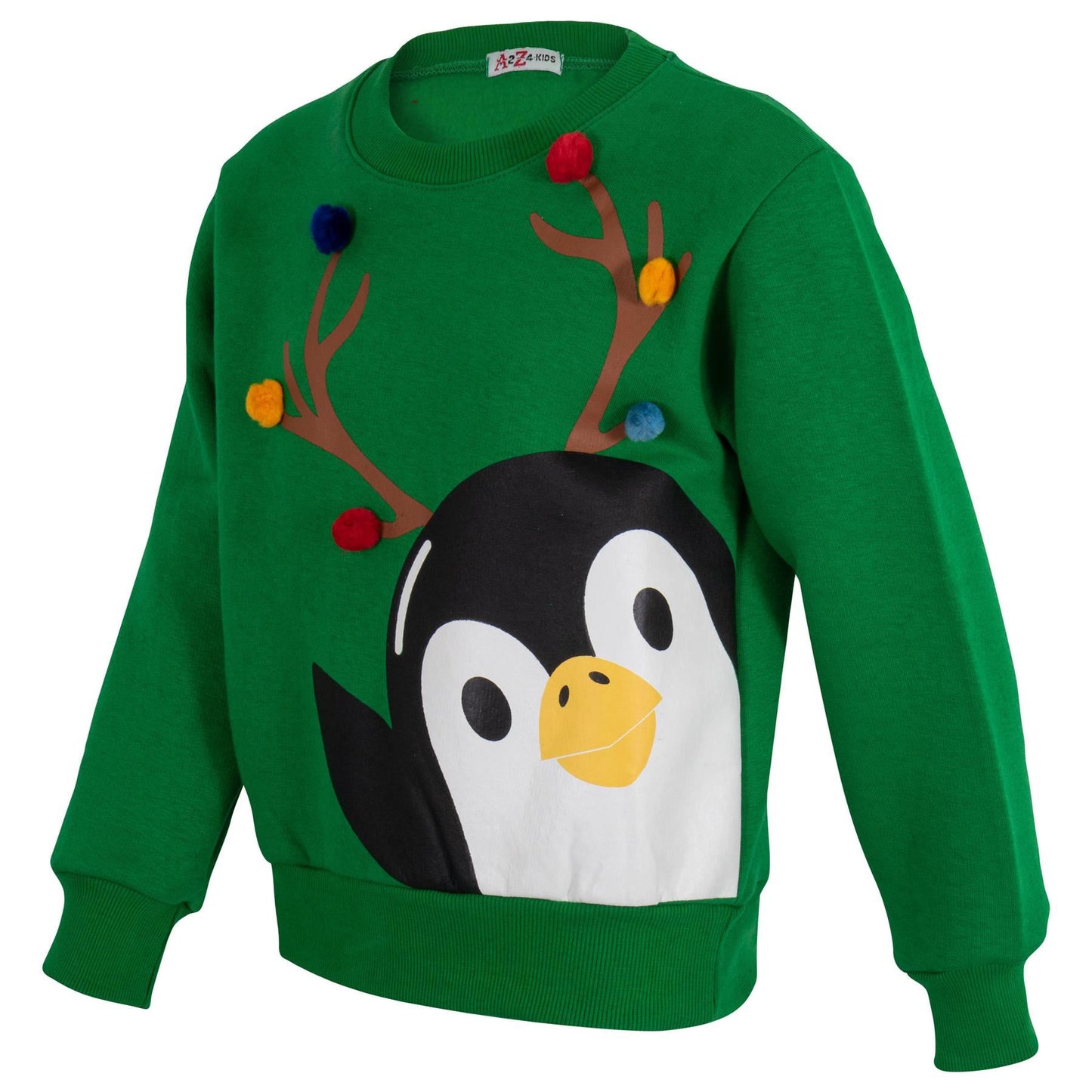 Kids Girls Boys Christmas Penguin Face Sweatshirt Long Sleeve Trendy Jumper 2-13