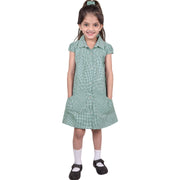 Kids Girls Pack Of 2 Uniform School Dress Gingham Dress With Matching Scrunchies