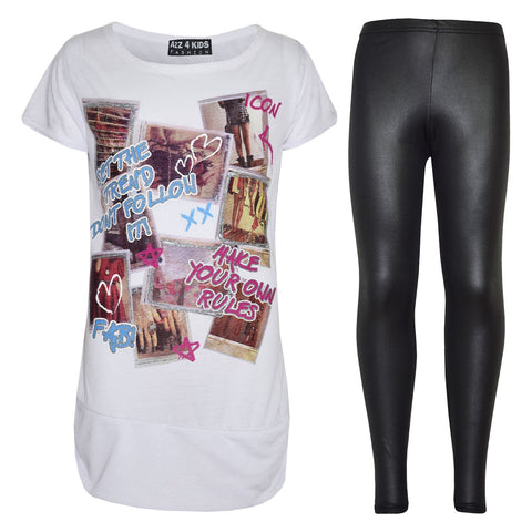 Girls Top Kids Designer Set The Trend T Shirt & Fashion Legging Set 7-13 Year