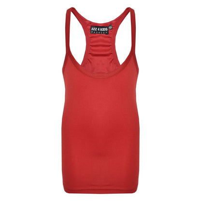 Kids Girls Childrens Vest Top Tank Top Fitted Age 5-6, 7-8, 9-10, 11-12,13 Years