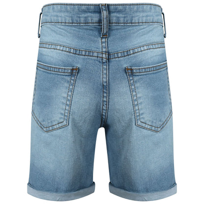 Kids Boys Ripped Light Blue Denim Shorts Comfort Stretch Jeans Trouser Pants