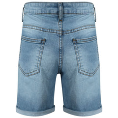 Kids Boys Ripped Light Blue Denim Shorts Comfort Stretch Jeans Trouser Pants