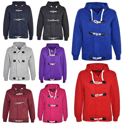 KIDS GIRLS BOYS DUFFEL HOODIE KIDS QUILTED FLEECE HOODED JACKET AGE 7-13 YEARS