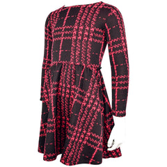 Kids Girls Skater Dress Long Sleeve Tartan Flared Party Summer Dresses 5-13