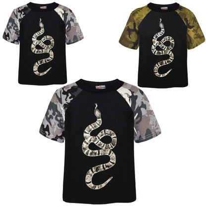 Boys T Shirts Kids Designer's 100% Cotton Snake Print T-Shirt New Age 5-13 Years