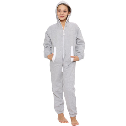 A2Z Onesie One Piece Kids Grey Pyjamas Sleepsuit Costume Girls & Boys 5-13 Years