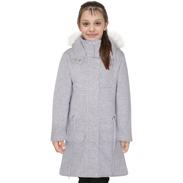 A2Z 4 Kids Grey Parka Jacket Faux Fur Hooded Coat Drawstring Waist Fashion Girls Age 5-13 Years