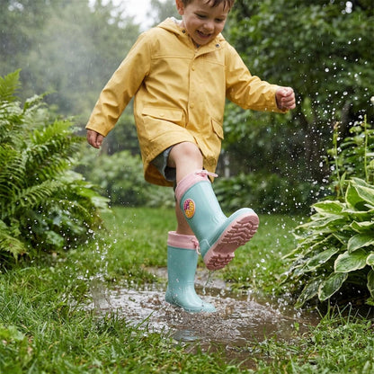 Kids Waterproof Wellington  PVC Rain Wellies Adjustable Warm Lined Non Slip Sole