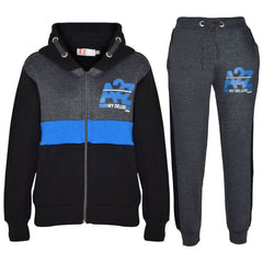 Kids Boys Girls Contrast Panel Tracksuit A2Z NY Deluxe Print Hoodie With Joggers