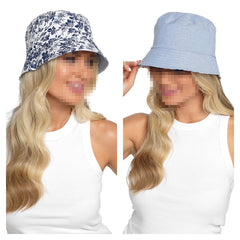 Womens Reversible Bucket Hat Summer Foldable Sun Hat UV Protection For Camping