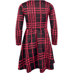 Kids Girls Skater Dress Long Sleeve Tartan Flared Party Summer Dresses 5-13