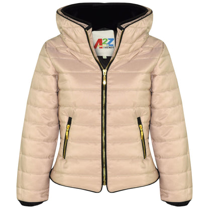 Girls Jacket Kids Padded Puffer Bubble Fur Collar Quilted Warm Thick Coats 3-13 Y