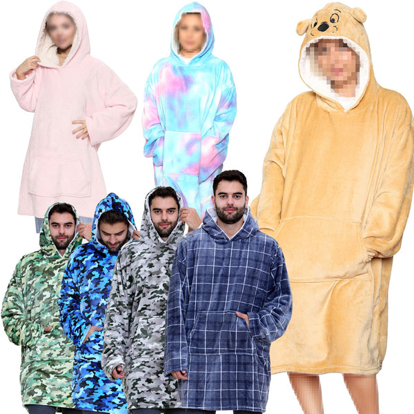 Unisex Men's Ladies Oversized Hoodie Printed Snuggle Super Soft Warm Blanket