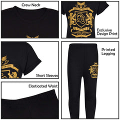 Girls Top Kids Short sleeves Varsity Lion Print T Shirt & Legging Outfit Set