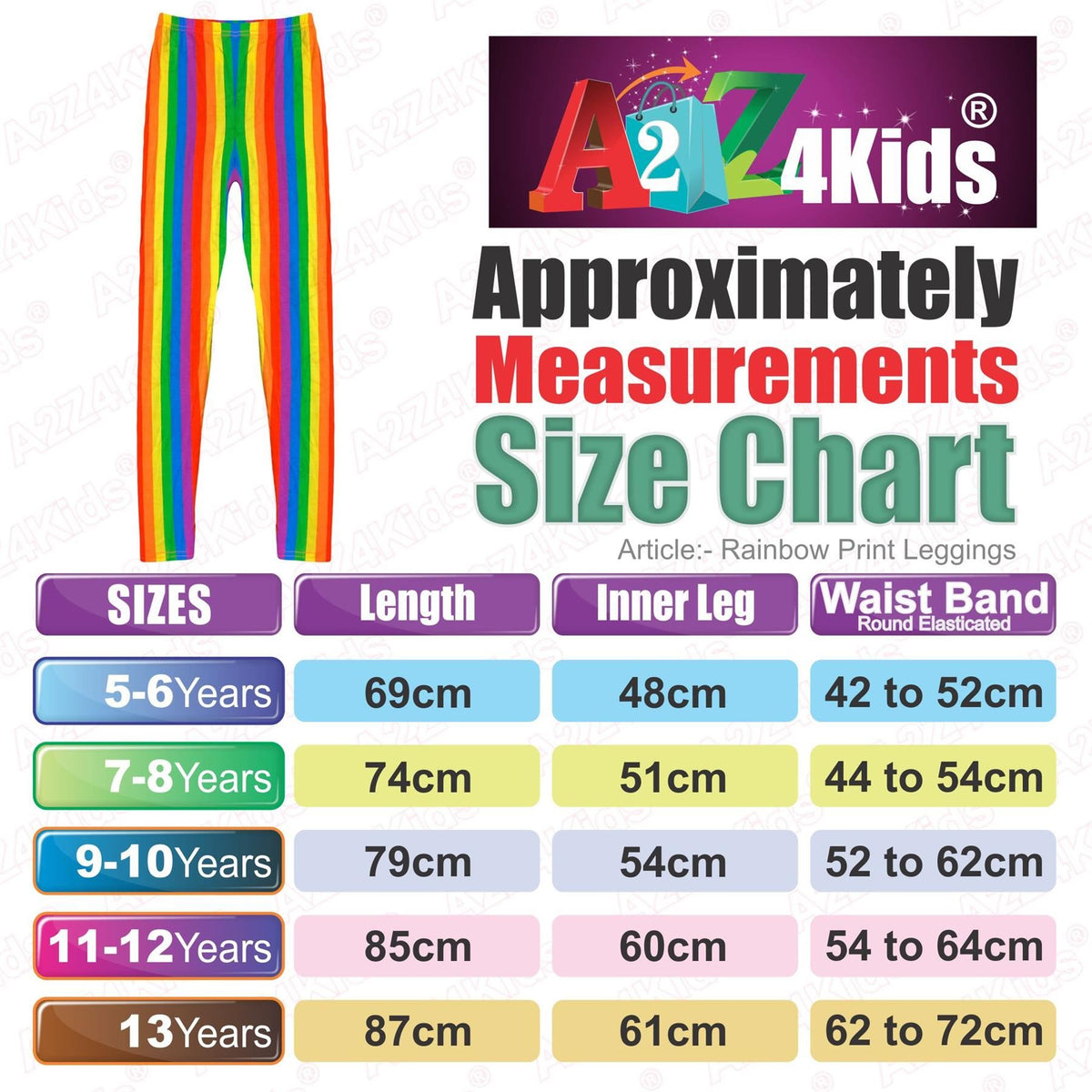 Girls Rainbow Clothing Crop Tops Skirts Dresses Jumpsuits Leggings Party Wear