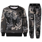 Kids Plain Tracksuit Sweatshirt Set Jumper and Bottoms PE School Girls Boys 2-13