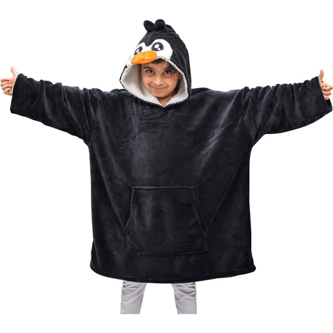 Kids Girls Boys Oversized Hoodie Snuggle Blanket Super Soft Warm Fleece 3-13 Yrs