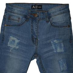 Kids Girls Stretchy Jeans Denim Ripped Faded Skinny Fashion Frayed Pant Jeggings