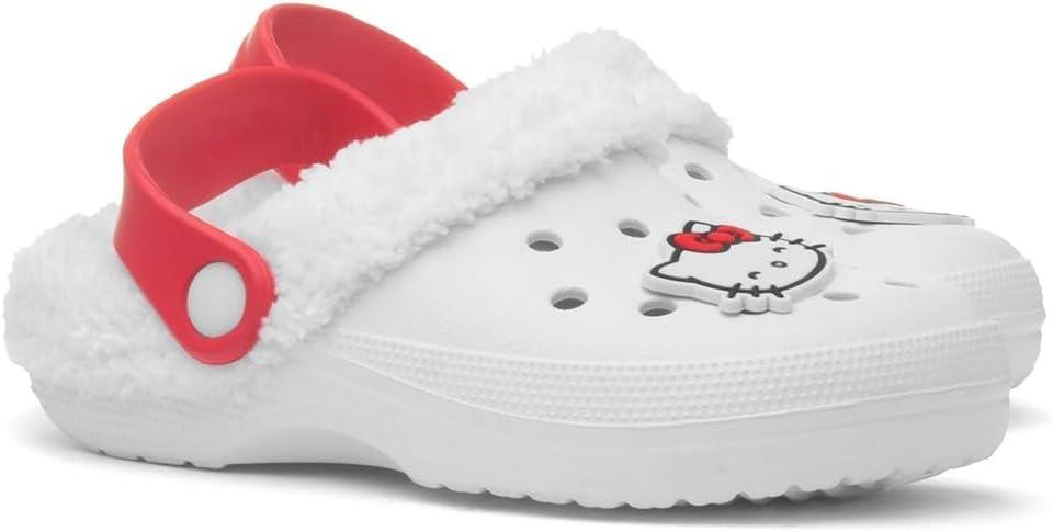 Kids Hello Kitty Girls Fur Lined Clogs Back Strap Officially Licensed Slippers