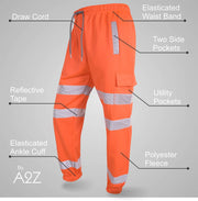 A2Z High Visibility Safe Work Pants Reflective Sweatpants Hi Vis Viz Cargo Joggers Slim Fit Jogging Bottoms Casual Trousers Workout Safety Trouser For Men's Small Medium Large XL 2XL 3XL 4XL - A2Z 4 Kids