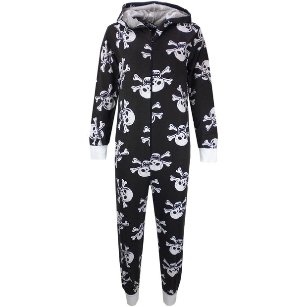 Kids Unisex Onesie Girls Boys Skull & Cross Bone Print Onesies All In One Jumpsuit PJ's New Age 5-13 Years - A2Z 4 Kids