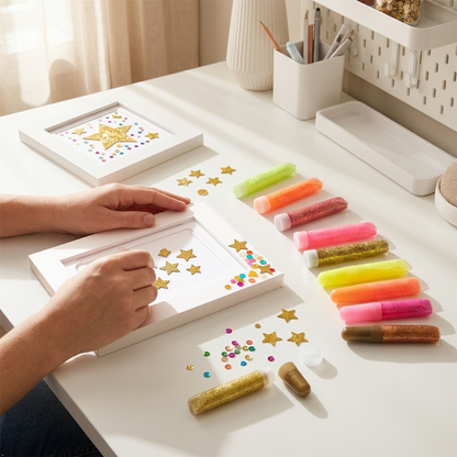 A2Z Glitter Glue Set With Glitter Foam Shapes For Arts And Crafts Kids