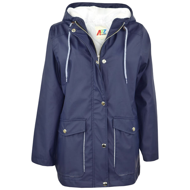 PU Raincoat Jacket Windbreaker Waterproof Parka Hooded Girls Boys Age 5-13 Years