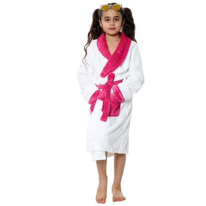 Kids Soft Fleece Bathrobe Dressing Gown Hooded Swim Beach Girls Boys 2-13 years