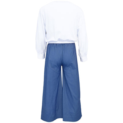 Kids Girls Crop Top Set Casual Long Sleeve Crop Top Flared Trouser Age 3-14
