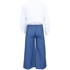Kids Girls Crop Top Set Casual Long Sleeve Crop Top Flared Trouser Age 3-14
